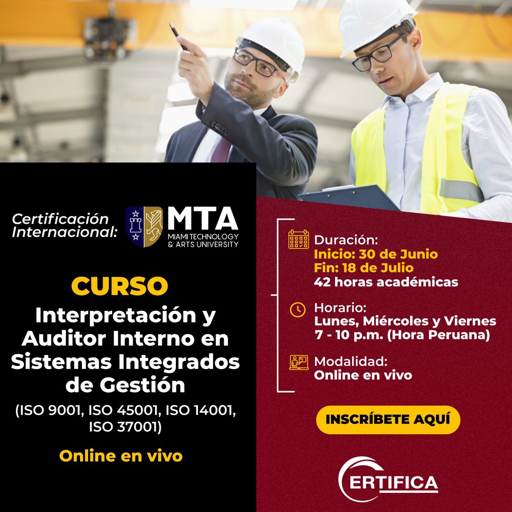 Curso de Interpretación y Auditor Interno en Sistemas Integrados de Gestión