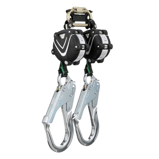 [64111-00A] MINI PFL V-SHOCK DOBLE CON GANCHO GRANDE ALUMINIO AL36CL, 1.8 METROS DE CINTA MSA