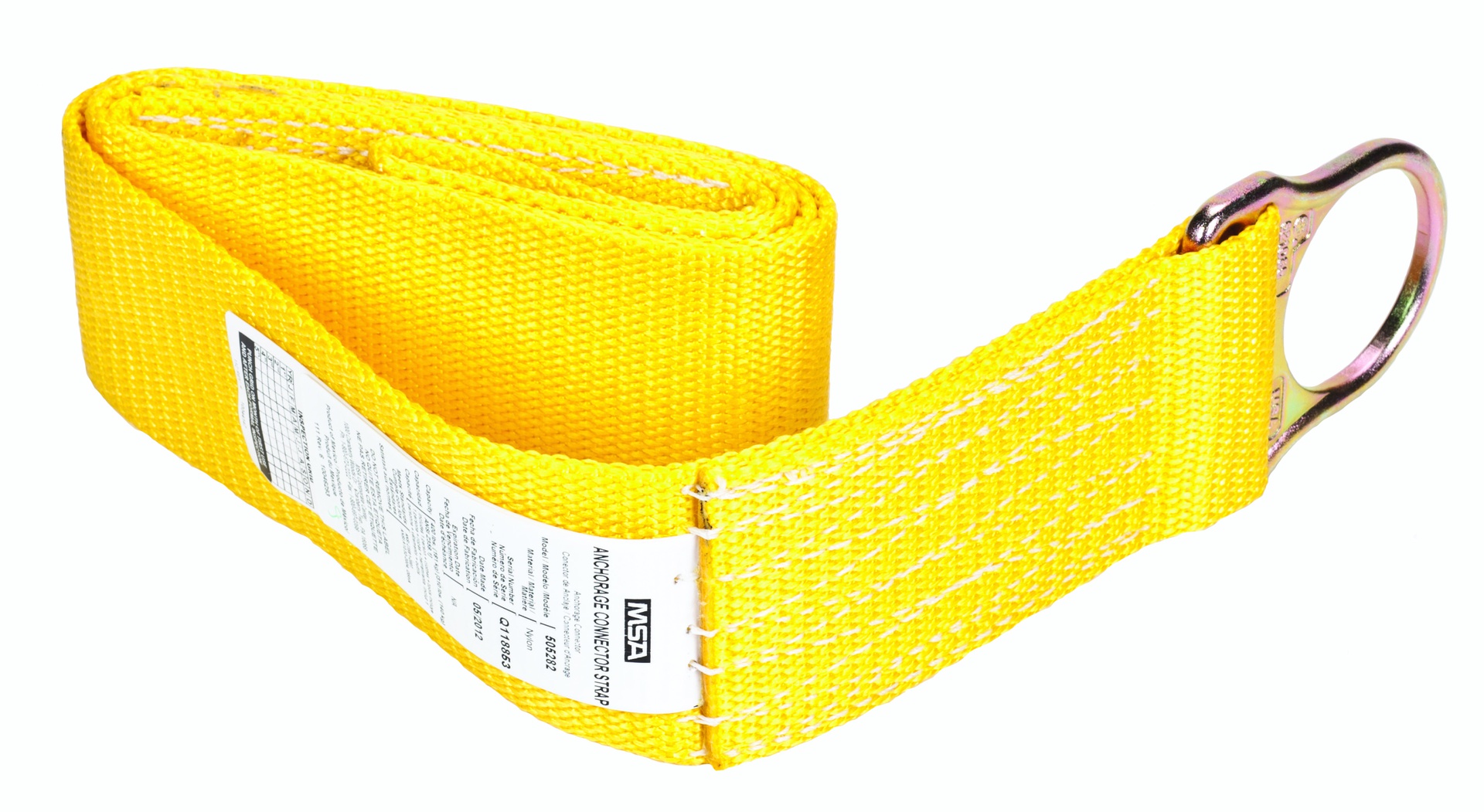 [505282] Correa de conexión de anclaje, nailon amarillo, anillo D simple, 5'