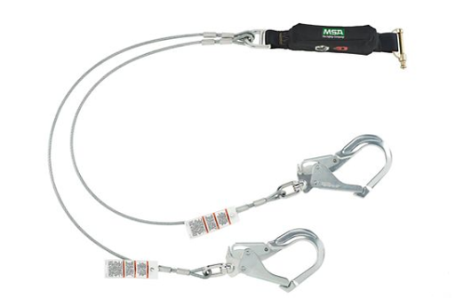 [10213155] LÍNEA DE VIDA DOBLE V-SERIES DE CABLE, PARA SOLDADOR, CON  GANCHOS GRANDES Y AMORTIGUADOR DE IMPACTO  (1,8 METROS)