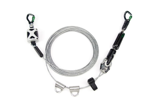 [10219290] Línea de vida horizontal de cable temporal MSA para 2 trabajadores, 100 pies con lanzaderas de derivación