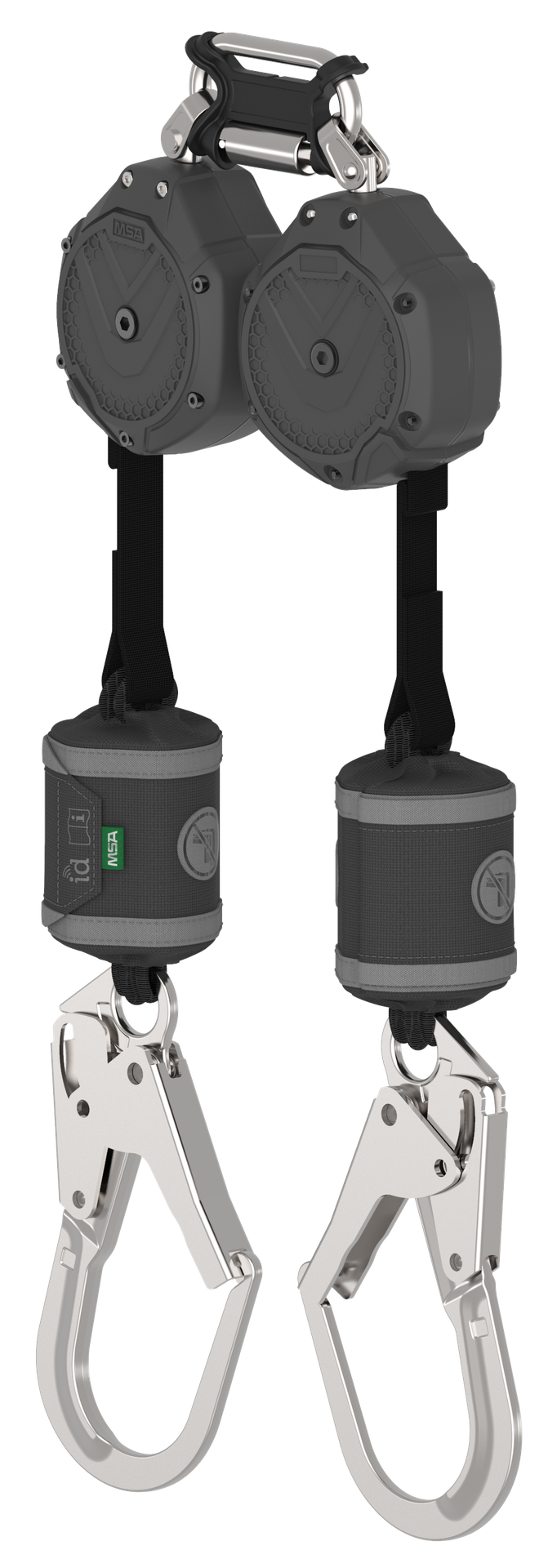 [VSOHW-012-QF-A] V-SHOCK PFL, 6', dos brazos, ganchos grandes de acero 36CL, mosquetón de triple acción de doble enlace (superior)