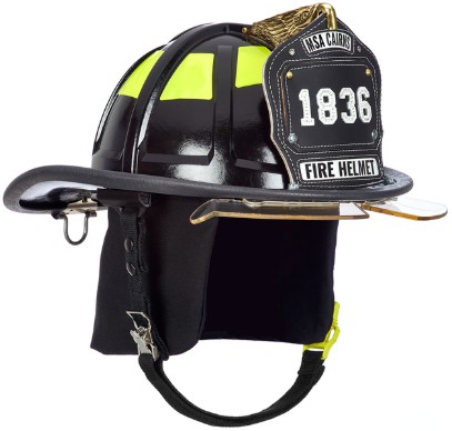 [10247319] CASCOS CAIRNS 1836 PARA BOMBERO ESTRUCTURAL NEGRO // Visor Bourke NFPA (// Soporte Frontal Águila Tallada de 6"