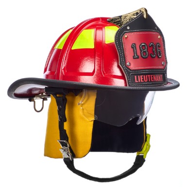 [10247335] CASCOS CAIRNS 1836 PARA BOMBERO ESTRUCTURAL ROJO // Visor Defender Claro // Protector para orejas y cuello Estándar Nomex Amarillo