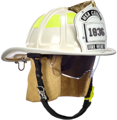 [10247337] CASCOS CAIRNS 1836 PARA BOMBERO ESTRUCTURAL BLANCO // Visor Defender Claro // Protector para orejas y cuello de cuero PBI/Kevlar